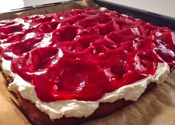 Himbeerkuchen (cremig – fruchtiger Blechkuchen, für 20 Stücke)