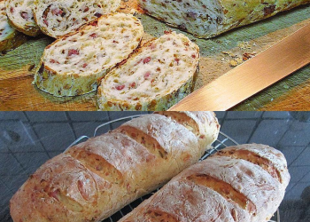 Zwiebel-Käse-Schinken-Brot