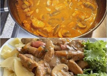 Puten Sahne Gulasch Auf Bandnudeln