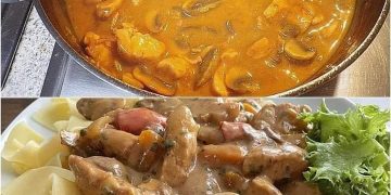 Puten Sahne Gulasch Auf Bandnudeln