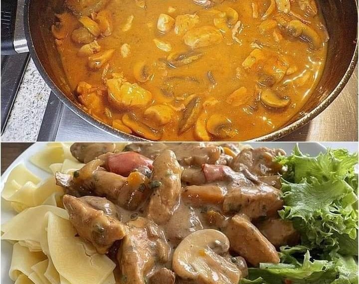 Puten Sahne Gulasch Auf Bandnudeln