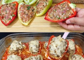 Omas Ofenpaprika gefüllt mit Hackfleisch, schmeckt wahnsinnig lecker!