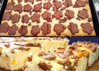 Verühren sie 1 kg Magerquark mit 350g Butter, Blechkuchen in 20 Minuten gebacken