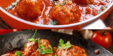 Gefüllte Kartoffeln mit Hackbällchen in Tomatensoße Rezept