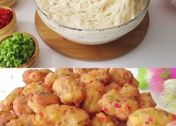 Gefülltes Brot mit Kartoffeln, Paprika, Käse und Petersilie