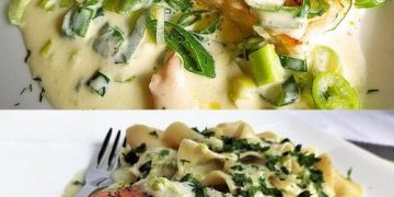 Lachs in Frühlingszwiebel-Sahne-Sauce