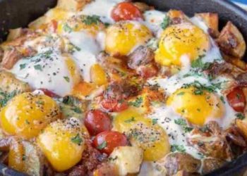 Bratkartoffeln mit Ei und Käse