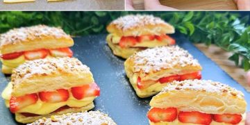 Erdbeer-Sahne-Quadrate: das Last-Minute-Dessert, das Sie begeistern wird