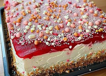 Ich nehme 400g Quark und backe den Spaghettieis Blechkuchen in 30 Minuten