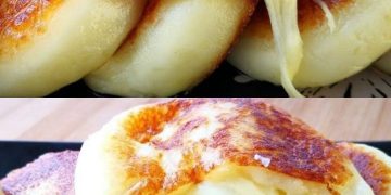 Knoblauch Kartoffelfrikadellen gefüllt mit Schmelzkäse