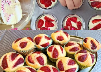 Muffins mit ÜBERRASCHUNGS-EFFEKT, Erdbeermuffins mit Suchtfaktor!