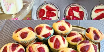 Muffins mit ÜBERRASCHUNGS-EFFEKT, Erdbeermuffins mit Suchtfaktor!