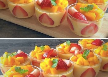 Leichtes Erdbeer-Mango Dessert, in 5 Minuten zubereitet