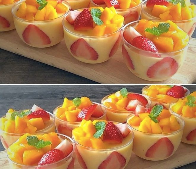 Leichtes Erdbeer-Mango Dessert, in 5 Minuten zubereitet
