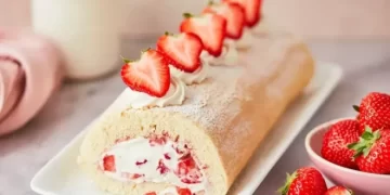  Biskuitrolle mit Erdbeer-Sahne Füllung