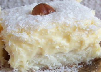 Kokoskuchen mit Vanillepudding, blitzschnell & lecker !