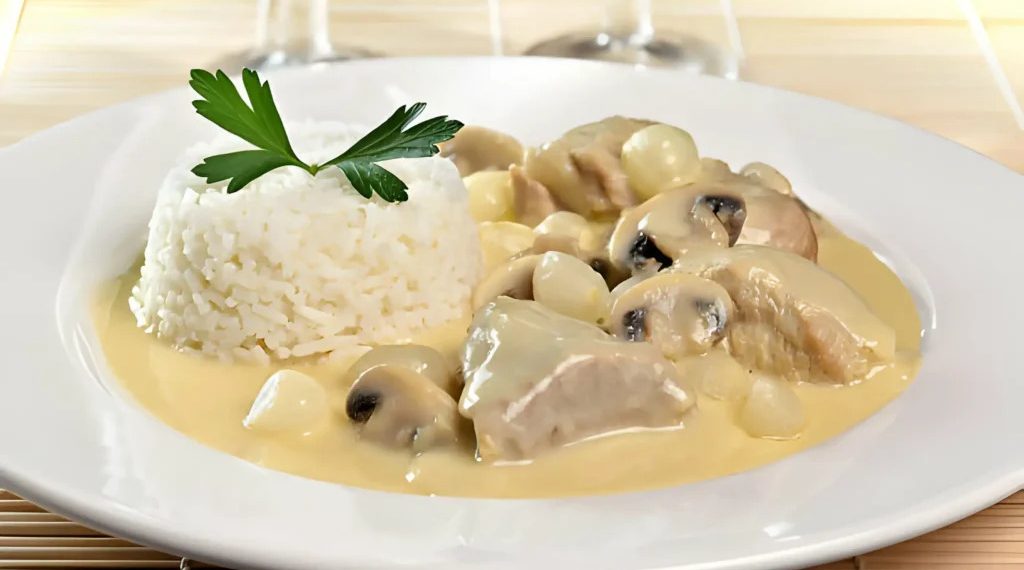 LEBERKÄS MIT CHAMPIGNON – ZWIEBEL – SAHNE – SOSS