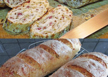 Zwiebel-Käse-Schinken-Brot