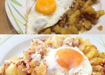 Bratkartoffeln Mit Wurst Und Spiegelei