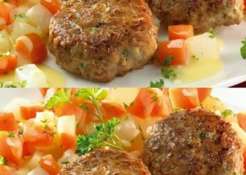 Frikadellen mit lecker Kohlrabi-Karotten-Gemüse