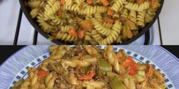 Curryrahm Nudeln mit Hackfleisch, am nächsten Tag schmeckt es noch besser
