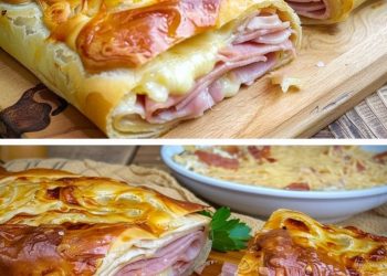 BLÄTTERTEIGSTRUDEL MIT SCHINKEN UND KÄSE