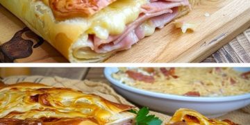 BLÄTTERTEIGSTRUDEL MIT SCHINKEN UND KÄSE