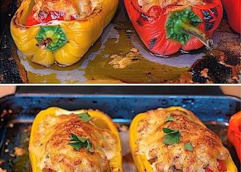 Mit Hühnchen Gefüllte Paprikaschoten Das Leckere Und Einfach Nachzukochende Rezept