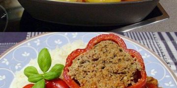 Gefüllte Paprika mit einer würzigen Soße
