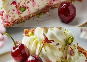 Köstlicher Zitronen-Limetten-Kirsch-Pistazien-Käsekuchen