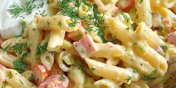 Nudelsalat Mit Joghurt Soße, Ich Werde Nie Müde Diesen Zu Essen!