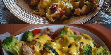Gyrosauflauf mit Knoblauch und Sauce Hollandaise