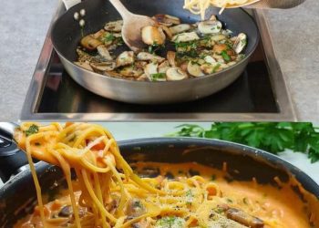 Das muss ich immer wieder zubereiten, Champignons Spaghetti aus der Pfanne!