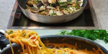 Das muss ich immer wieder zubereiten, Champignons Spaghetti aus der Pfanne!