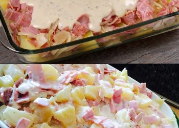 Schmeckt sensationell, Nudelauflauf ‘Hawaii’ der immer geht!