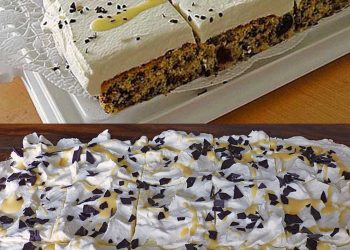 Lecker Kirsch-Blechkuchen mit Schmand-Sahne Rezept