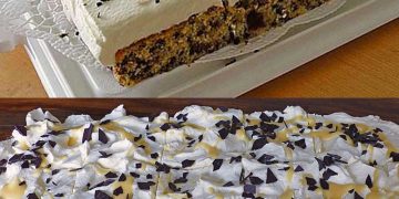 Lecker Kirsch-Blechkuchen mit Schmand-Sahne Rezept