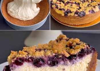 Zerbröckelter Blaubeer-Käsekuchen: ein wirklich köstliches Dessert zum Probieren