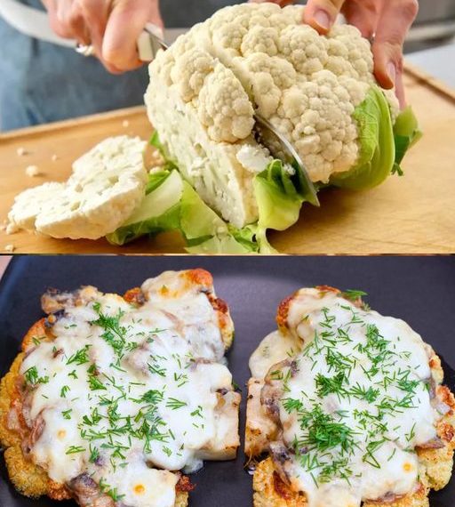 Blumenkohlsteak mit Pilzbelag