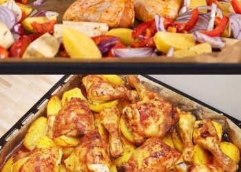 Hähnchenschenkel mit Ofen – Schmand – Gemüse Rezept 