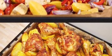 Hähnchenschenkel mit Ofen – Schmand – Gemüse Rezept 