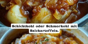 Schichtkohl oder Schmorkohl mit Salzkartoffeln.