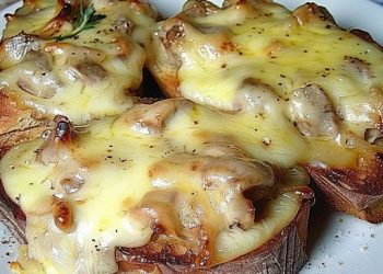 Jägertoast mit Käse überbacken, zum Sattessen