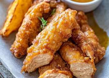 Hähnchen fleisch mit teigmantel