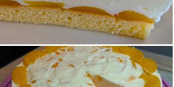  Nusskuchen mit Pfirsichcreme