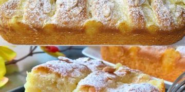 Köstlicher Apfelkuchen mit Vanillesoße. Viel schmackhafter als Charlotte!