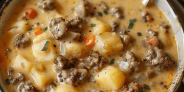 Hamburger Suppe mit 500g Hackfleisch macht lange satt, schnell zubereitet!