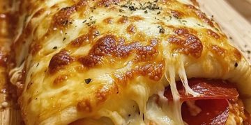 Wie lecker ist das denn, Blätterteig Strudel mit Peperoni und Käse!