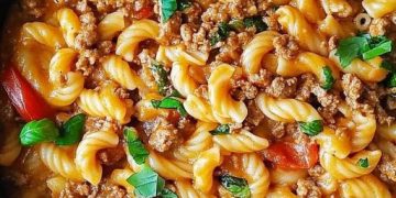 Curryrahm Nudeln mit Hackfleisch in 15 Minuten zubereitet
