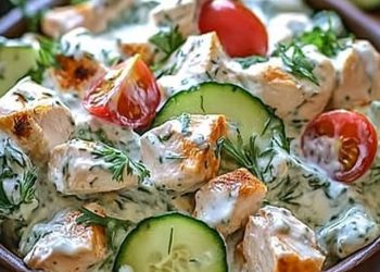 Griechischer Hähnchen Salat mit 200 g Tzatziki